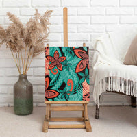 Plumeria Polynesian Pattern Canvas Wall Art Unique Fantasy Teal Orange LT01 - Polynesian Pride