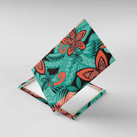 Plumeria Polynesian Pattern Canvas Wall Art Unique Fantasy Teal Orange LT01 With Frame Teal - Polynesian Pride