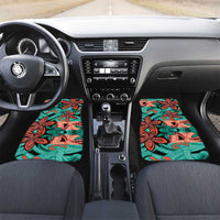 Plumeria Polynesian Pattern Car Mats Unique Fantasy Teal Orange LT01 Set 2pcs - Front Teal - Polynesian Pride