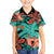 Plumeria Polynesian Pattern Family Matching Off Shoulder Maxi Dress and Hawaiian Shirt Unique Fantasy Teal Orange