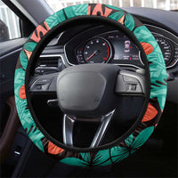 Plumeria Polynesian Pattern Steering Wheel Cover Unique Fantasy Teal Orange LT01 - Polynesian Pride