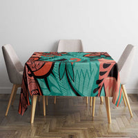 Plumeria Polynesian Pattern Tablecloth Unique Fantasy Teal Orange LT01 - Polynesian Pride