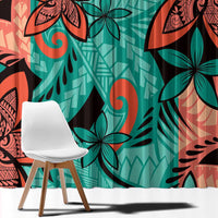 Plumeria Polynesian Pattern Window Curtain Unique Fantasy Teal Orange LT01 - Polynesian Pride