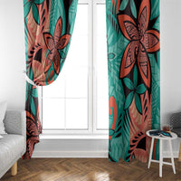 Plumeria Polynesian Pattern Window Curtain Unique Fantasy Teal Orange LT01 - Polynesian Pride