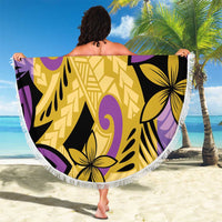 Plumeria Polynesian Pattern Beach Blanket Unique Fantasy Yellow Purple LT01 - Polynesian Pride