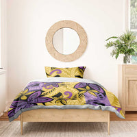 Plumeria Polynesian Pattern Bedding Set Unique Fantasy Yellow Purple