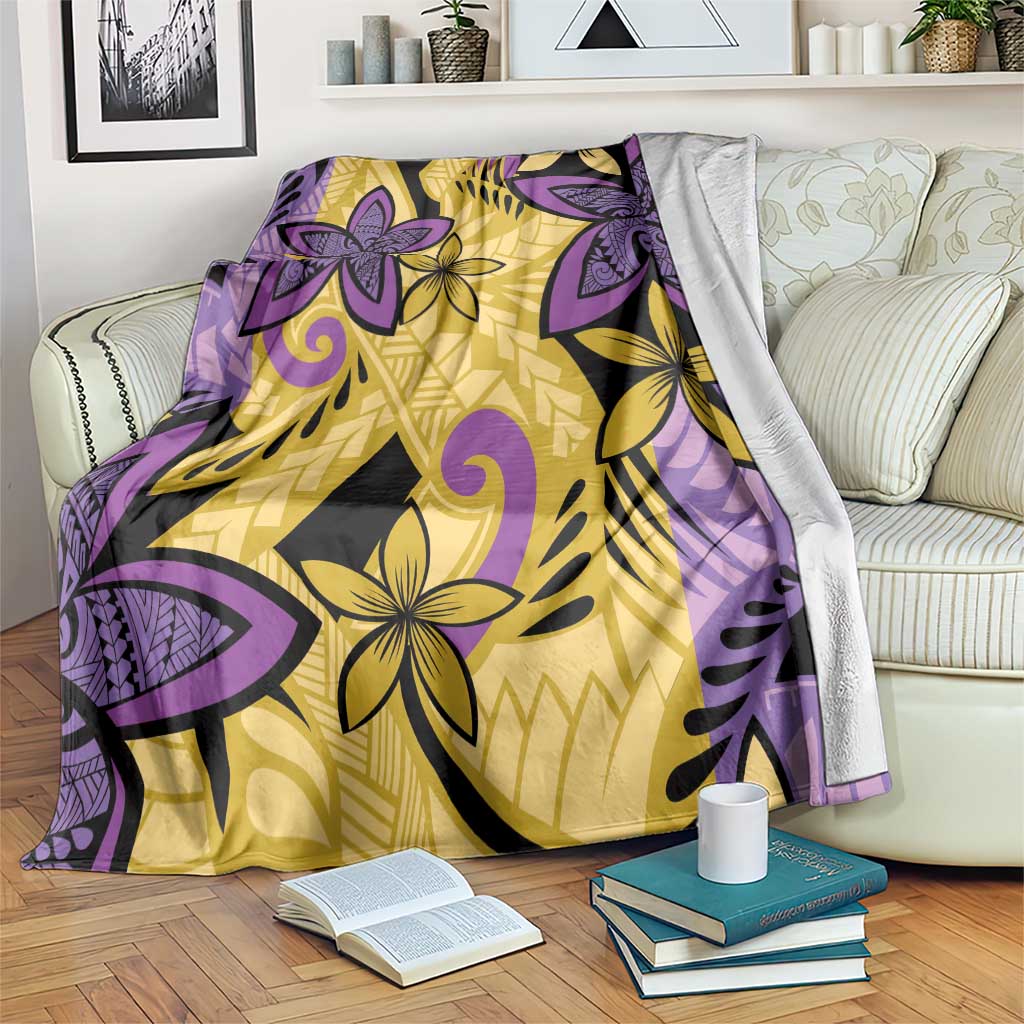 Plumeria Polynesian Pattern Blanket Unique Fantasy Yellow Purple LT01 Yellow - Polynesian Pride