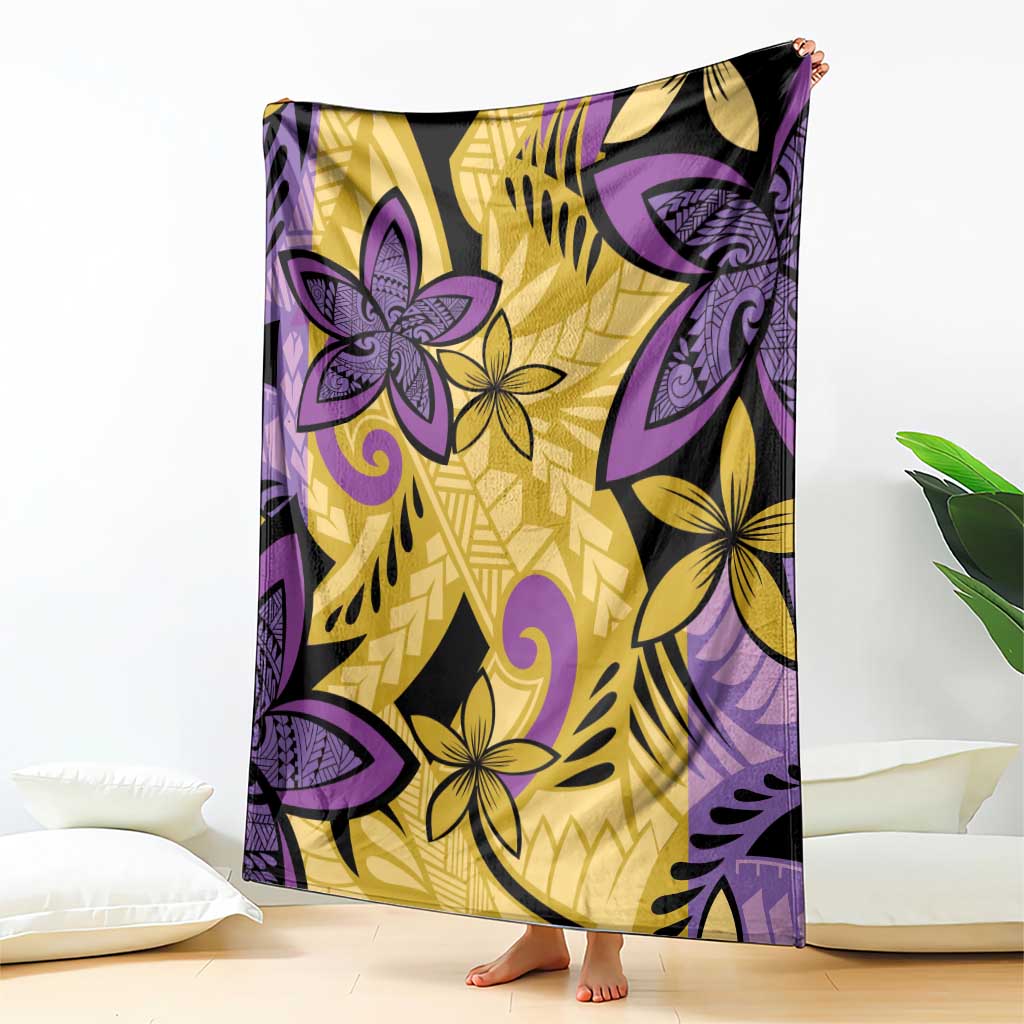 Plumeria Polynesian Pattern Blanket Unique Fantasy Yellow Purple LT01 - Polynesian Pride