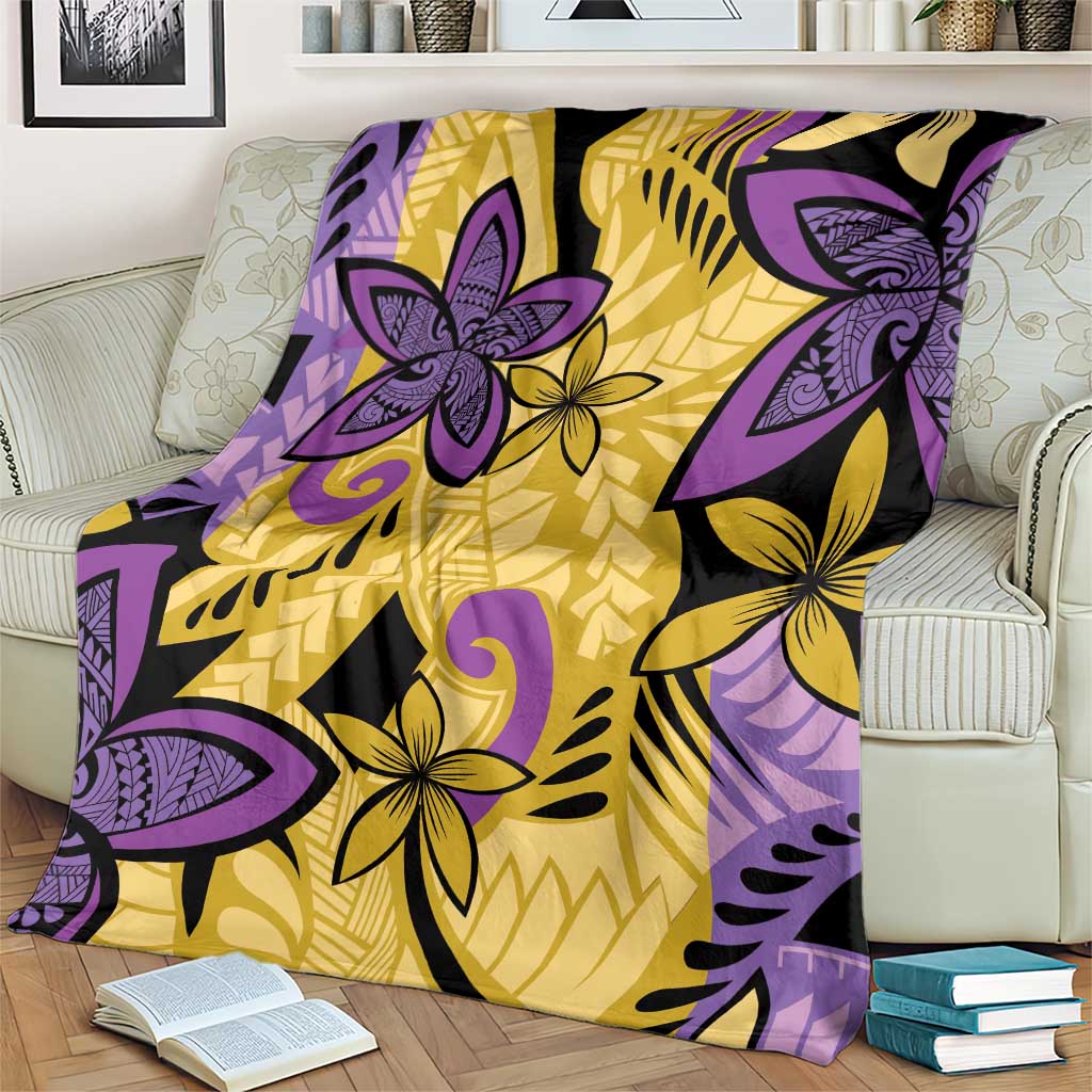 Plumeria Polynesian Pattern Blanket Unique Fantasy Yellow Purple LT01 - Polynesian Pride