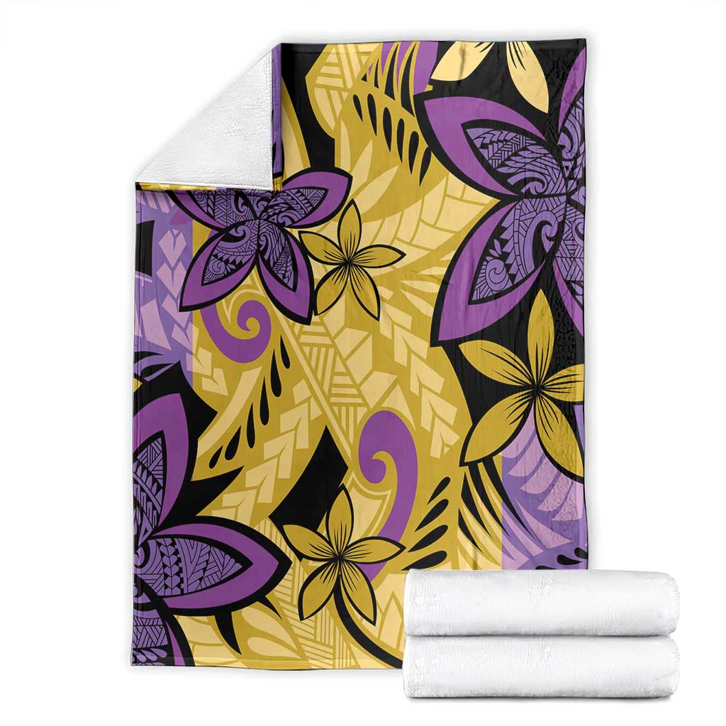 Plumeria Polynesian Pattern Blanket Unique Fantasy Yellow Purple LT01 - Polynesian Pride