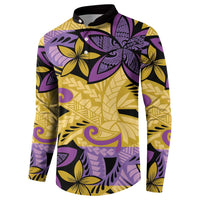 Plumeria Polynesian Pattern Button Sweatshirt Unique Fantasy Yellow Purple LT01 - Polynesian Pride