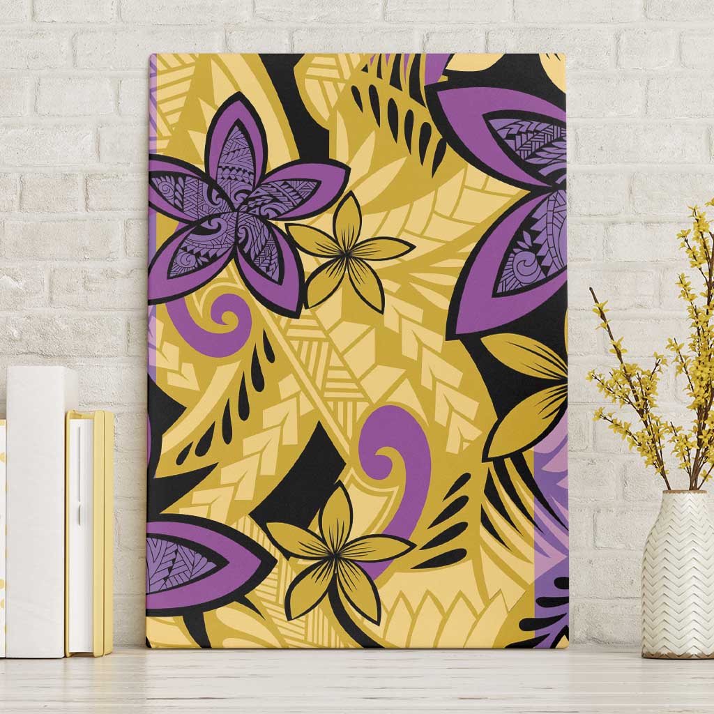 Plumeria Polynesian Pattern Canvas Wall Art Unique Fantasy Yellow Purple LT01 Without Frame Yellow - Polynesian Pride