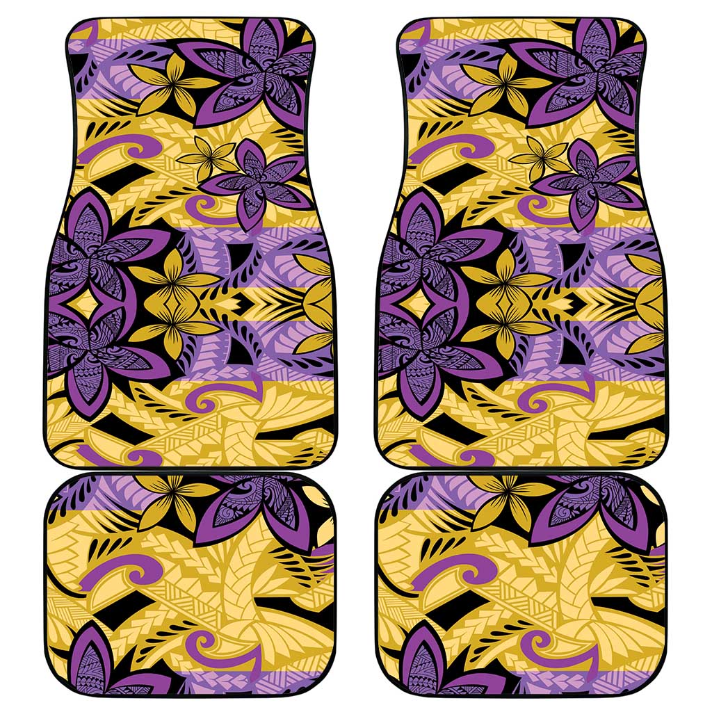 Plumeria Polynesian Pattern Car Mats Unique Fantasy Yellow Purple LT01 - Polynesian Pride