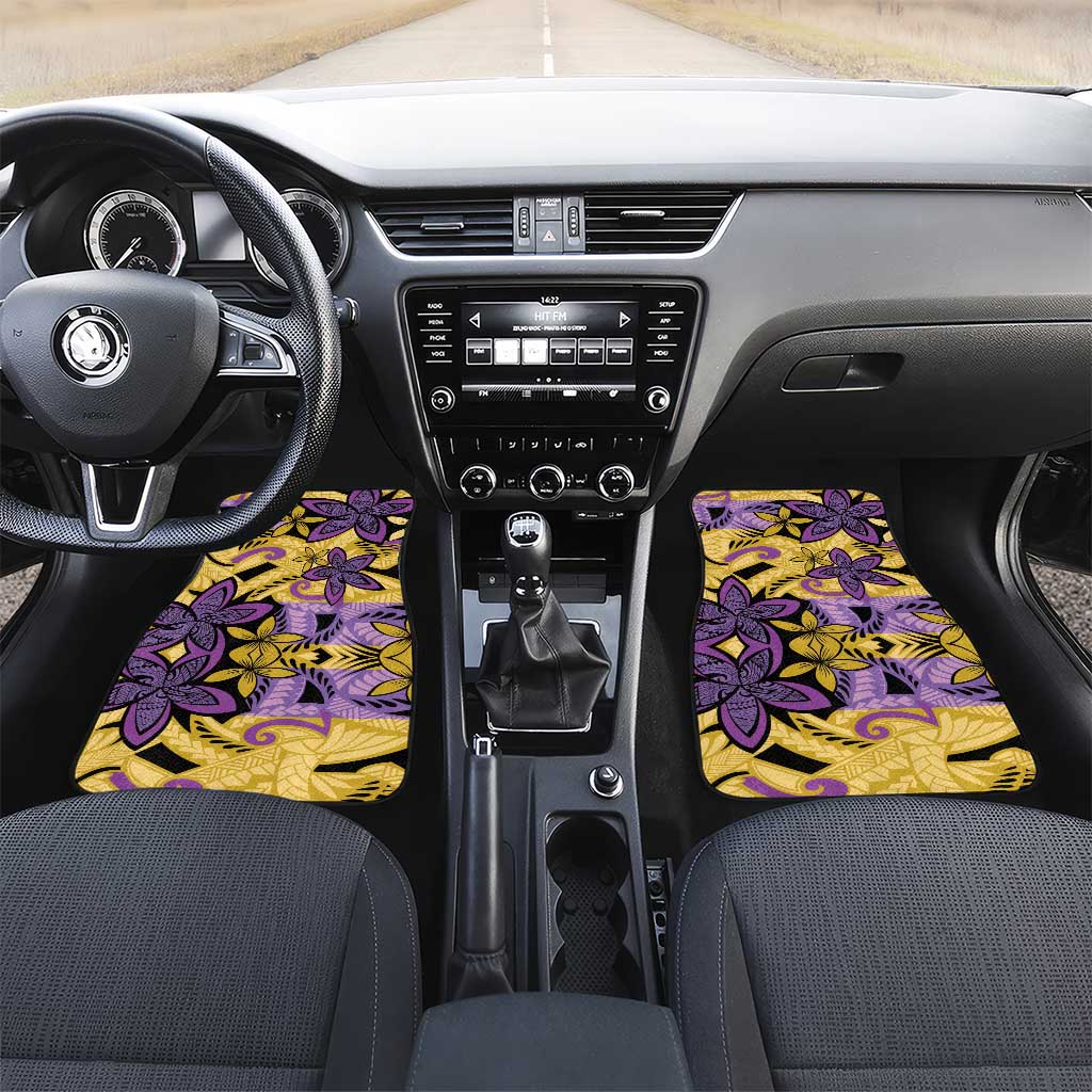 Plumeria Polynesian Pattern Car Mats Unique Fantasy Yellow Purple LT01 Set 2pcs - Front Yellow - Polynesian Pride