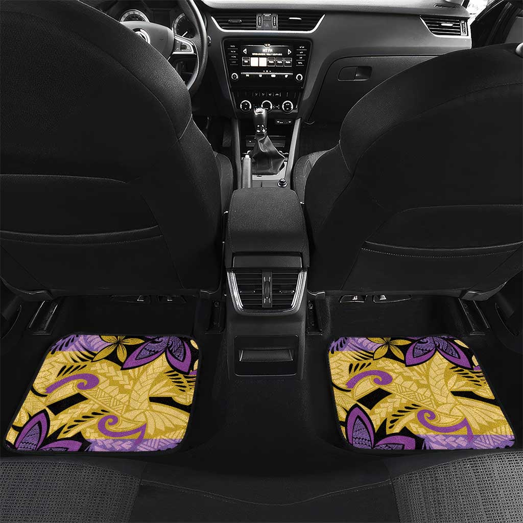 Plumeria Polynesian Pattern Car Mats Unique Fantasy Yellow Purple LT01 Set 2pcs - Back Yellow - Polynesian Pride