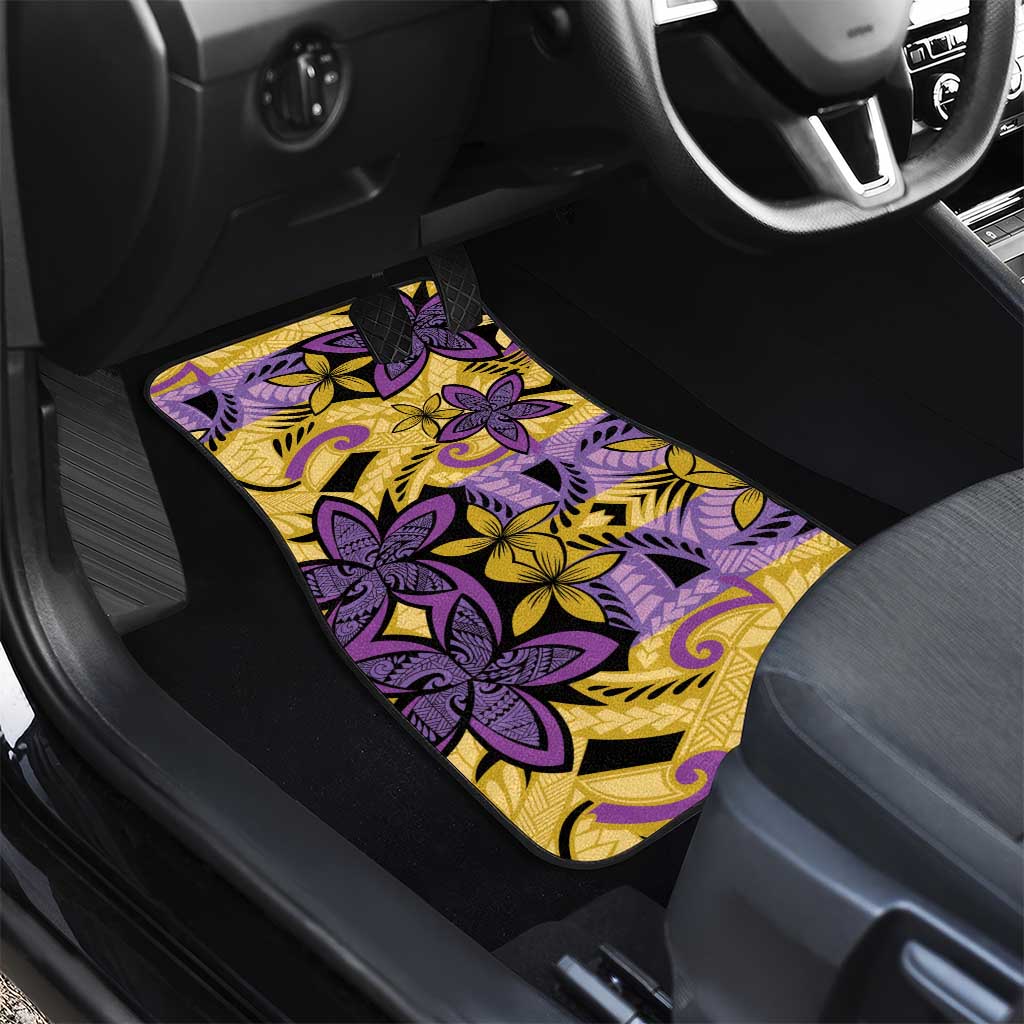Plumeria Polynesian Pattern Car Mats Unique Fantasy Yellow Purple LT01 - Polynesian Pride