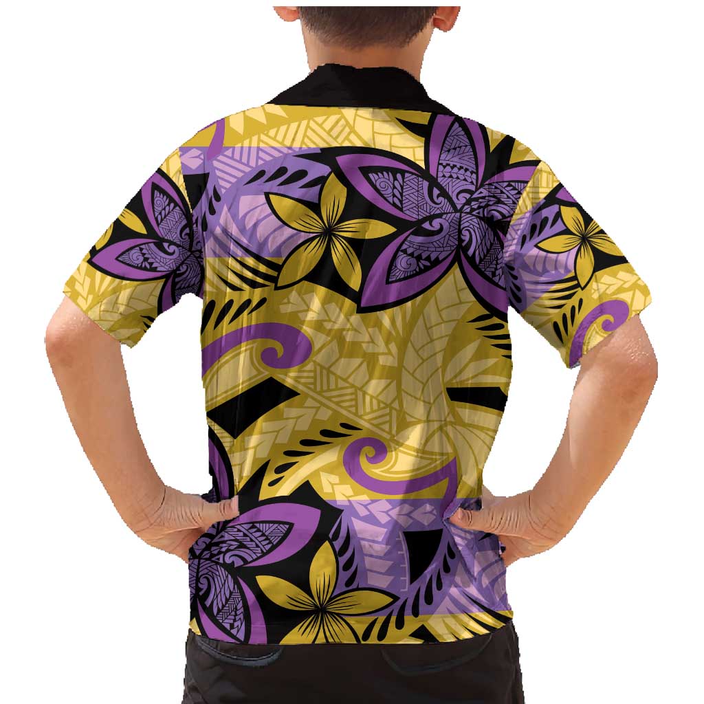 Plumeria Polynesian Pattern Family Matching Mermaid Dress and Hawaiian Shirt Unique Fantasy Yellow Purple