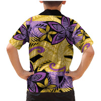 Plumeria Polynesian Pattern Family Matching Mermaid Dress and Hawaiian Shirt Unique Fantasy Yellow Purple