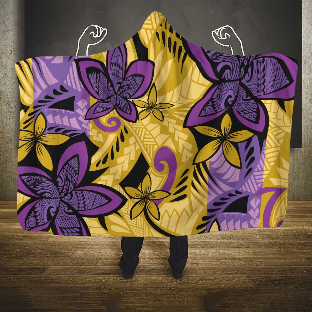 Plumeria Polynesian Pattern Hooded Blanket Unique Fantasy Yellow Purple LT01 - Polynesian Pride