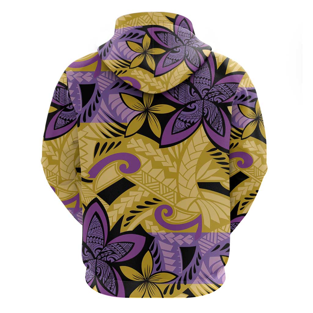 Plumeria Polynesian Pattern Hoodie Unique Fantasy Yellow Purple
