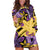 Plumeria Polynesian Pattern Hoodie Dress Unique Fantasy Yellow Purple