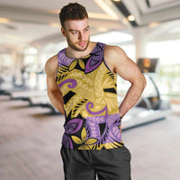 Plumeria Polynesian Pattern Men Tank Top Unique Fantasy Yellow Purple LT01 Yellow - Polynesian Pride