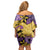 Plumeria Polynesian Pattern Off Shoulder Short Dress Unique Fantasy Yellow Purple