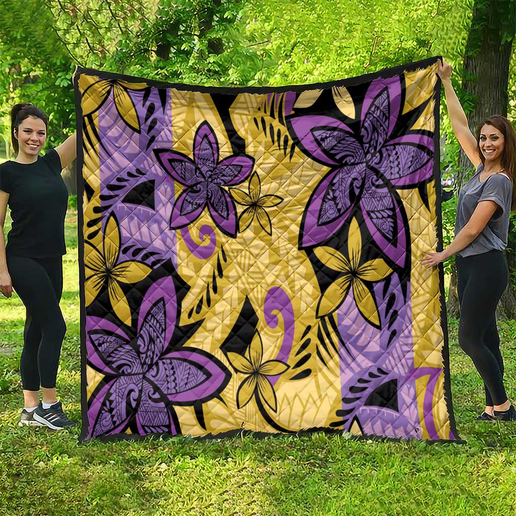 Plumeria Polynesian Pattern Quilt Unique Fantasy Yellow Purple