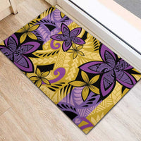 Plumeria Polynesian Pattern Rubber Doormat Unique Fantasy Yellow Purple LT01 - Polynesian Pride