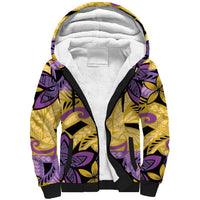 Plumeria Polynesian Pattern Sherpa Hoodie Unique Fantasy Yellow Purple LT01 Unisex Yellow - Polynesian Pride