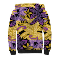 Plumeria Polynesian Pattern Sherpa Hoodie Unique Fantasy Yellow Purple LT01 - Polynesian Pride