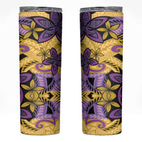 Plumeria Polynesian Pattern Skinny Tumbler Unique Fantasy Yellow Purple