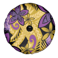 Plumeria Polynesian Pattern Spare Tire Cover Unique Fantasy Yellow Purple