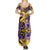 Plumeria Polynesian Pattern Summer Maxi Dress Unique Fantasy Yellow Purple