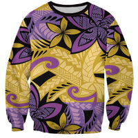 Plumeria Polynesian Pattern Sweatshirt Unique Fantasy Yellow Purple LT01 Unisex Yellow - Polynesian Pride