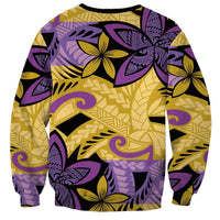 Plumeria Polynesian Pattern Sweatshirt Unique Fantasy Yellow Purple LT01 - Polynesian Pride