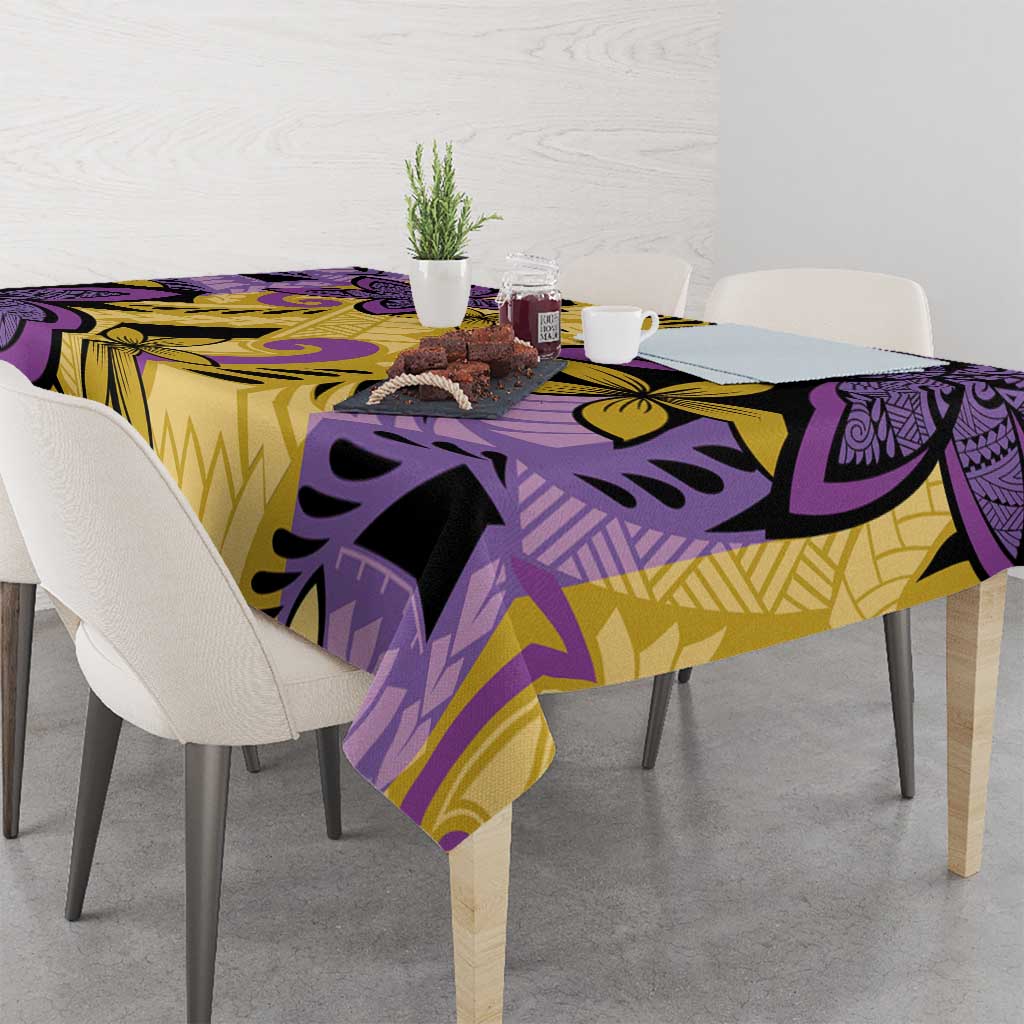 Plumeria Polynesian Pattern Tablecloth Unique Fantasy Yellow Purple LT01 - Polynesian Pride