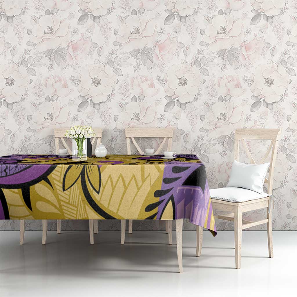 Plumeria Polynesian Pattern Tablecloth Unique Fantasy Yellow Purple LT01 - Polynesian Pride
