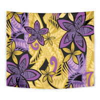 Plumeria Polynesian Pattern Tapestry Unique Fantasy Yellow Purple
