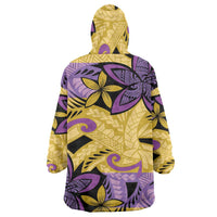 Plumeria Polynesian Pattern Wearable Blanket Hoodie Unique Fantasy Yellow Purple LT01 - Polynesian Pride