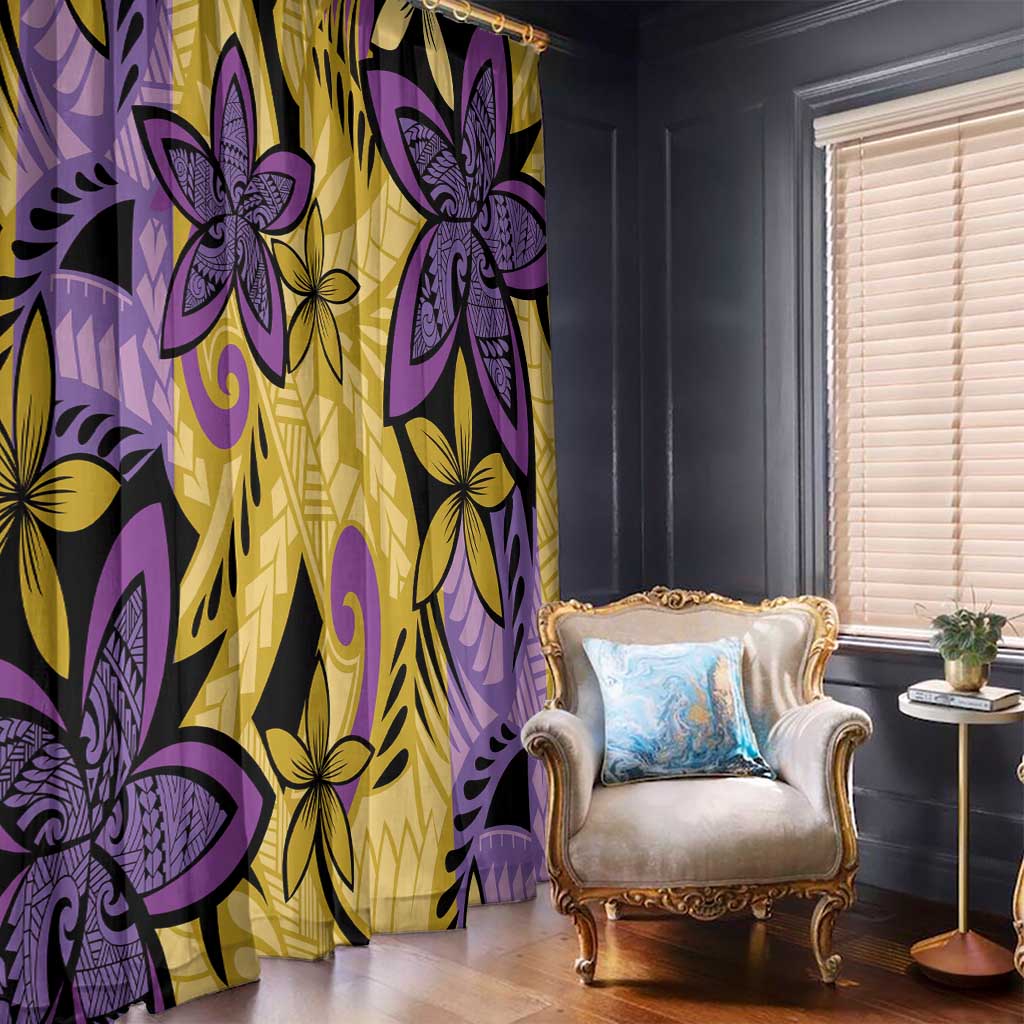 Plumeria Polynesian Pattern Window Curtain Unique Fantasy Yellow Purple LT01 - Polynesian Pride
