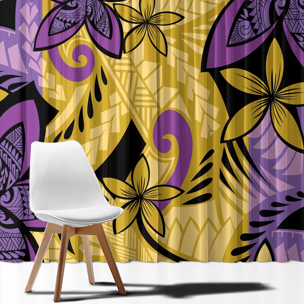 Plumeria Polynesian Pattern Window Curtain Unique Fantasy Yellow Purple LT01 - Polynesian Pride