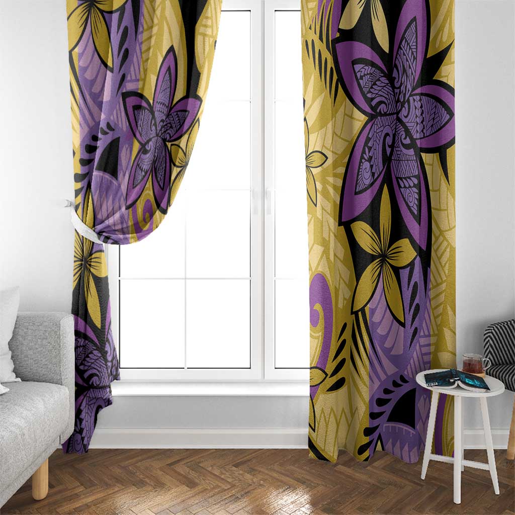 Plumeria Polynesian Pattern Window Curtain Unique Fantasy Yellow Purple LT01 - Polynesian Pride
