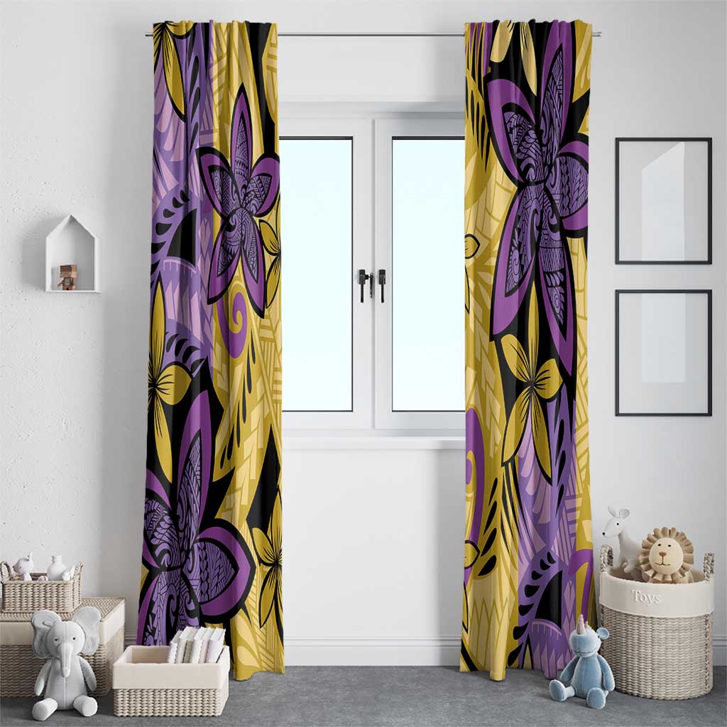 Plumeria Polynesian Pattern Window Curtain Unique Fantasy Yellow Purple LT01 - Polynesian Pride