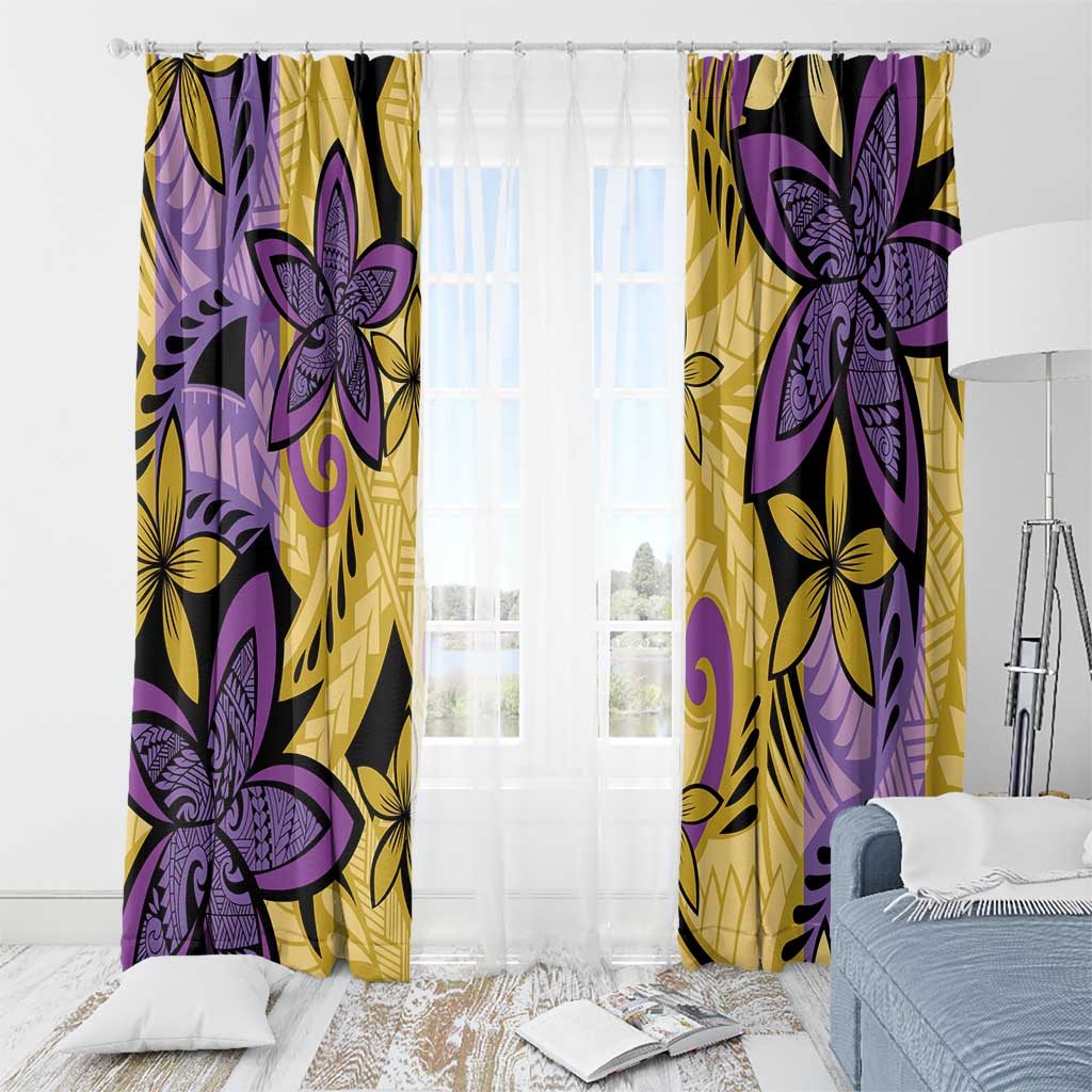Plumeria Polynesian Pattern Window Curtain Unique Fantasy Yellow Purple LT01 - Polynesian Pride