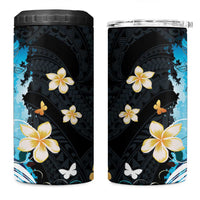 Blue Grunge Polynesian Pattern 4 in 1 Can Cooler Tumbler Plumeria Floral LT01 One Size: 16 oz Blue - Polynesian Pride