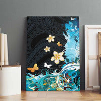 Blue Grunge Polynesian Pattern Canvas Wall Art Plumeria Floral LT01 - Polynesian Pride