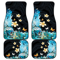 Blue Grunge Polynesian Pattern Car Mats Plumeria Floral LT01 - Polynesian Pride