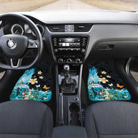 Blue Grunge Polynesian Pattern Car Mats Plumeria Floral LT01 Set 2pcs - Front Blue - Polynesian Pride