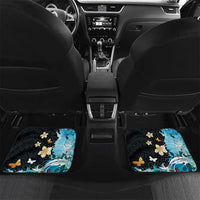 Blue Grunge Polynesian Pattern Car Mats Plumeria Floral LT01 Set 2pcs - Back Blue - Polynesian Pride